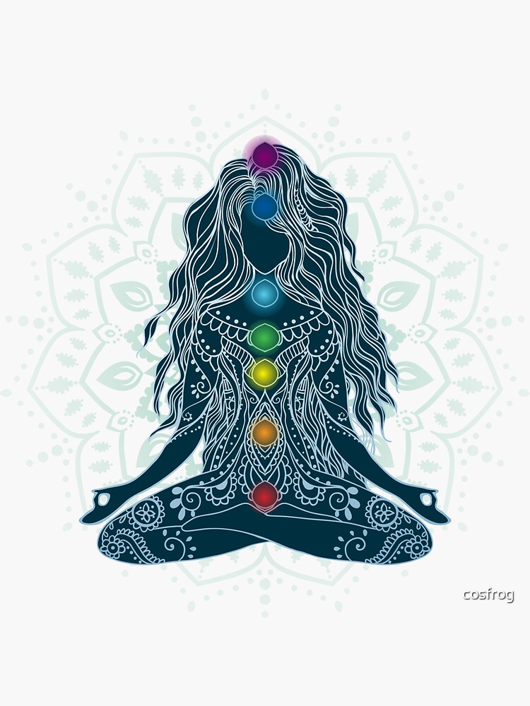 7 Chakras Namaste Meditation Yoga Girl Balance Mantra Aura Art vinyl  sticker / printed vinyl decal
