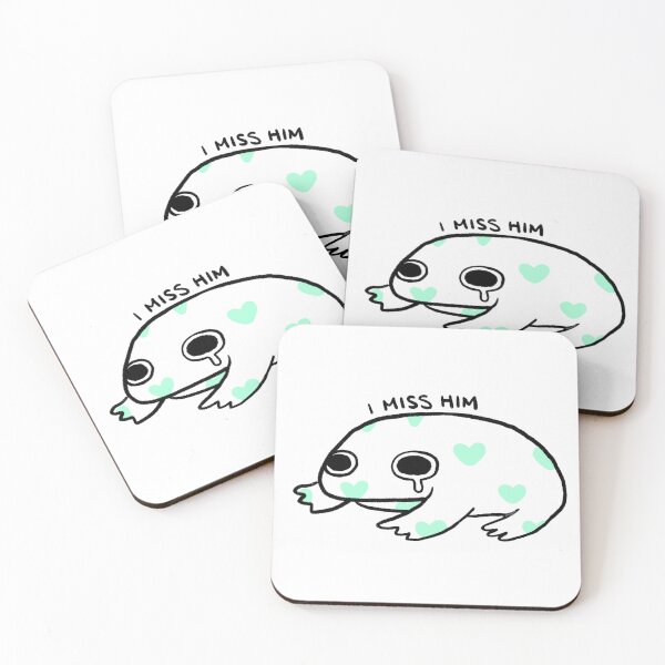 Item preview, I Miss Him | Cute White Frog with Teal Hearts designed and sold by iristocat.