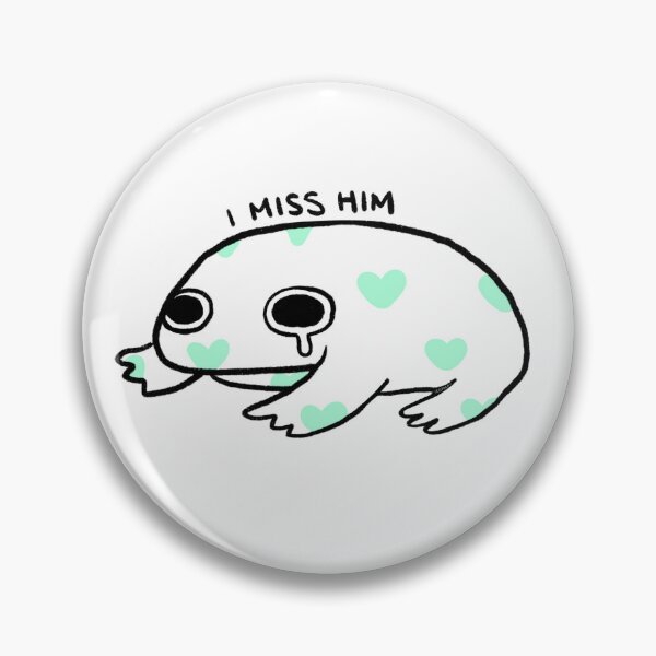 Item preview, I Miss Him | Cute White Frog with Teal Hearts designed and sold by iristocat.