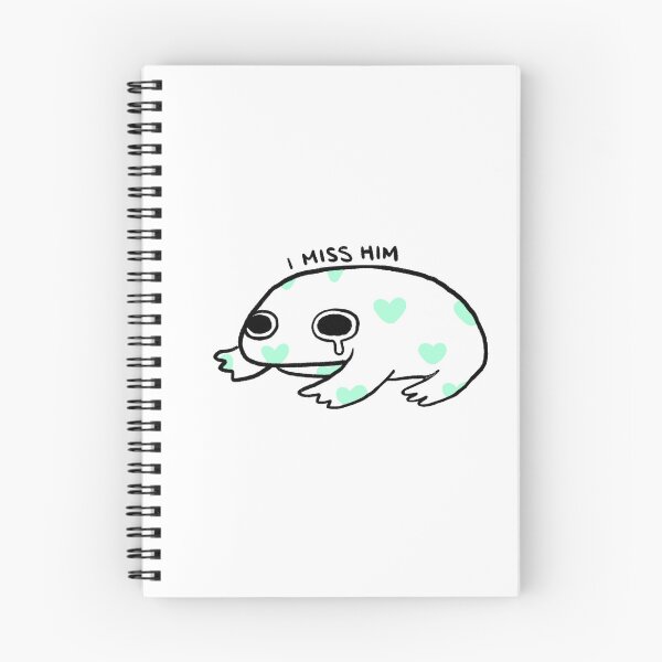 Item preview, I Miss Him | Cute White Frog with Teal Hearts designed and sold by iristocat.