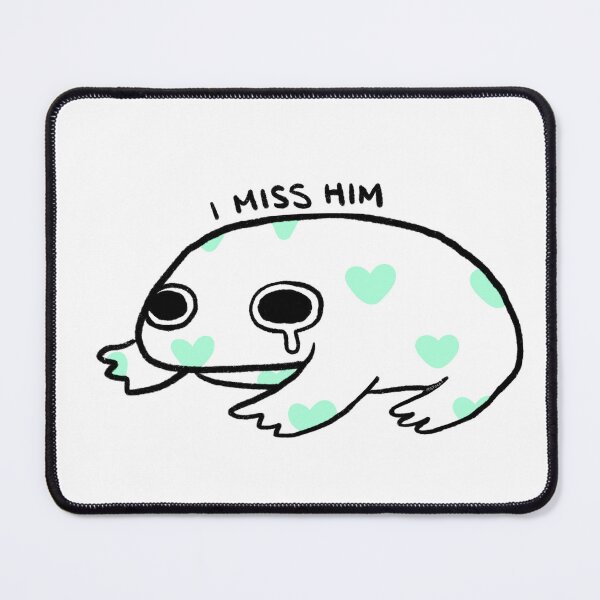 Item preview, I Miss Him | Cute White Frog with Teal Hearts designed and sold by iristocat.