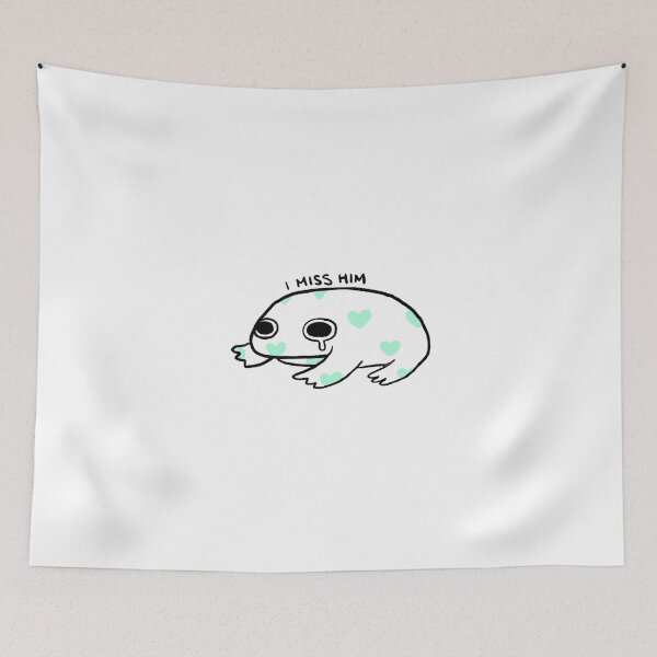 Item preview, I Miss Him | Cute White Frog with Teal Hearts designed and sold by iristocat.