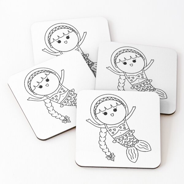 Item preview, diy mermaid coloring : cute pigtail mermaid princess activity at home  designed and sold by Tina-studio.