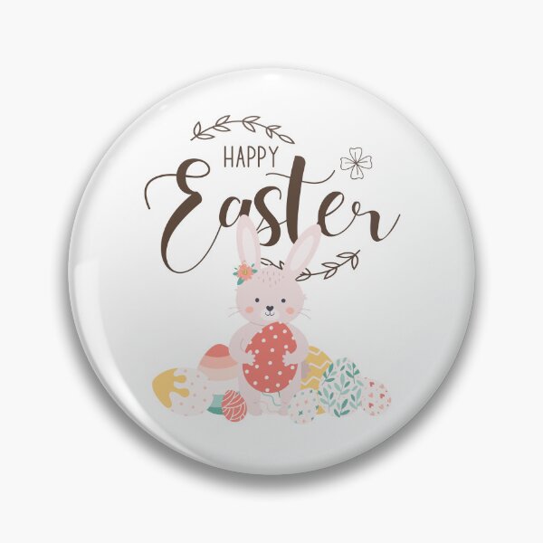 Item preview, Happy Easter features a rabbit as the main element and is decorated with colorful eggs. Designed to be simple and not too cluttered. designed and sold by P-De-Design.