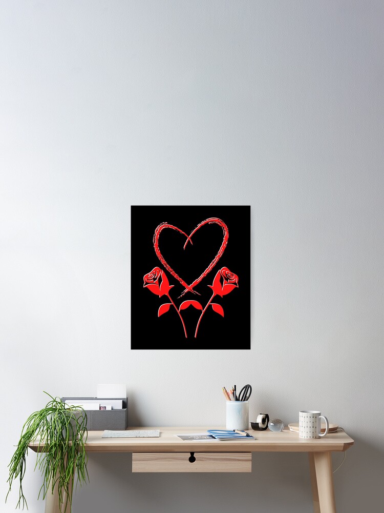 Thumbnail 2 of 3, Poster, Roses With Heart designed and sold by DEDDesign.