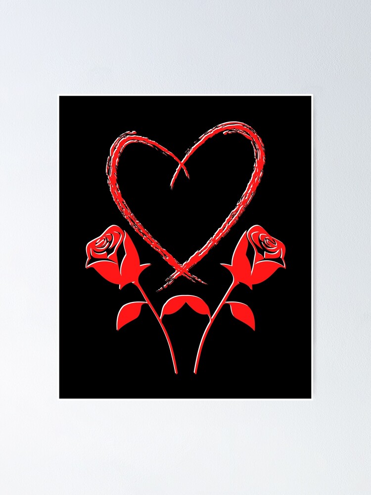 Thumbnail 1 of 3, Poster, Roses With Heart designed and sold by DEDDesign.