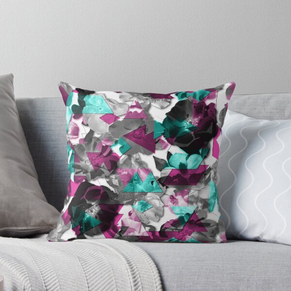 Item preview, Modern Fragmented Pattern - Large Roses - Pink Blue designed and sold by WickedRefined - Nicole Demereckis.