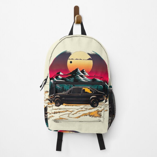 Item preview, Vintage classic car in mountain roads during sunset designed and sold by UmagineArts.