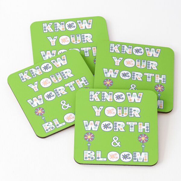 Item preview, Know Your Worth & Bloom Colorful Insightful Motivational Quote designed and sold by JoyOfHopeStore.