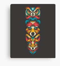 Forest Animals Totem Canvas Print