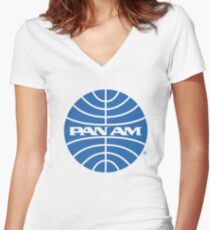 Pan Am Tshirt - Defunct Airline Company Logo - Airline Memorabilia - Retro Company Logo - Retro Tshirt Women's Fitted V-Neck T-Shirt