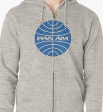 Pan Am Tshirt - Defunct Airline Company Logo - Airline Memorabilia - Retro Company Logo - Retro Tshirt Zipped Hoodie