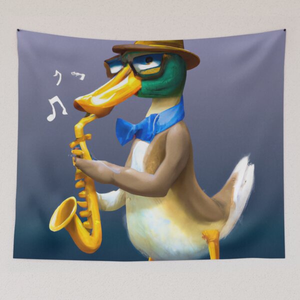 Item preview, Oboe Duck , Duck with Oboe , Oil Painting designed and sold by Color-Me-Blue.