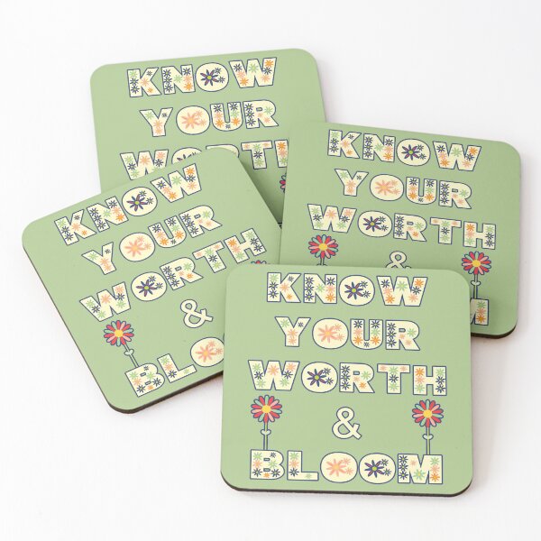 Item preview, Know Your Worth & Bloom Vintage Cream Version Colorful Insightful Motivational Quote designed and sold by JoyOfHopeStore.