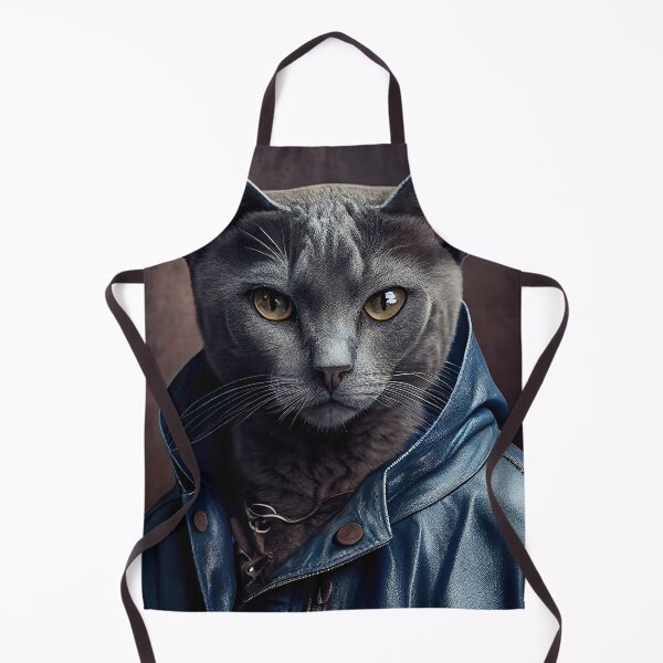 Item preview, Russian Blue Cat Breed Portrait  wears a leather jacket designed and sold by Nalaxation.