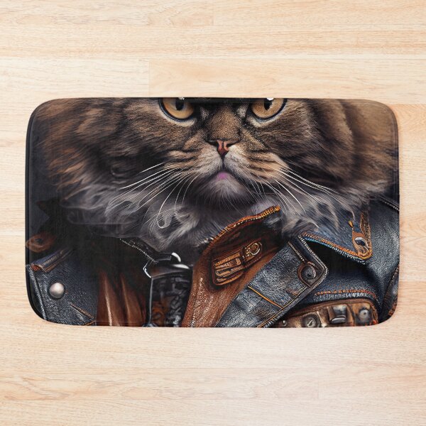 Item preview, Selkirk Rex Cat Breed Portrait wears a leather jacket designed and sold by Nalaxation.