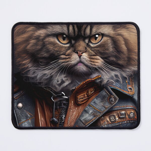 Item preview, Selkirk Rex Cat Breed Portrait wears a leather jacket designed and sold by Nalaxation.