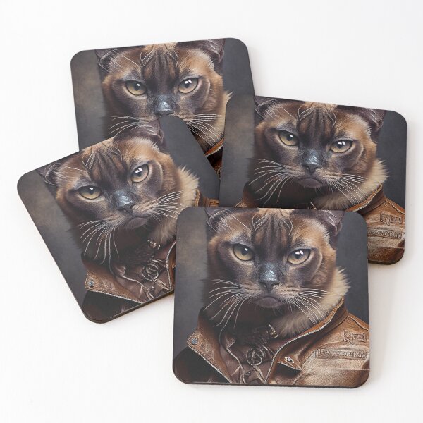 Item preview, Siamese Cat Breed Portrait wears a leather jacket designed and sold by Nalaxation.