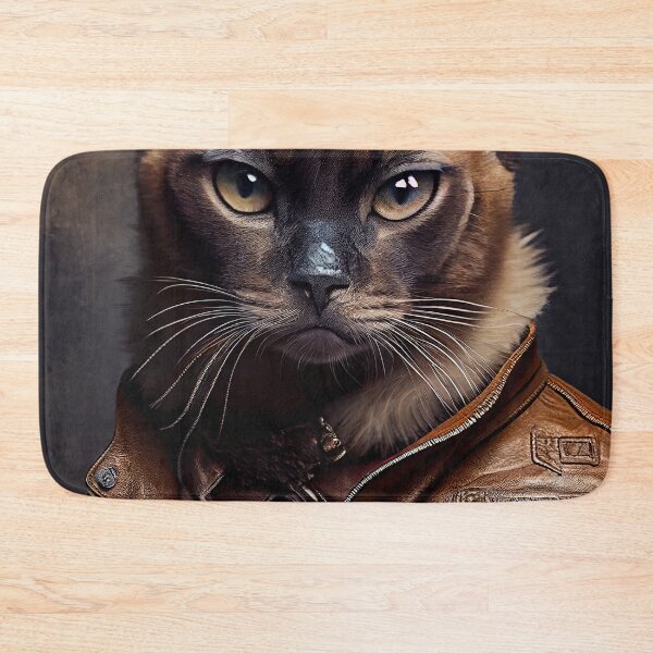 Item preview, Siamese Cat Breed Portrait wears a leather jacket designed and sold by Nalaxation.