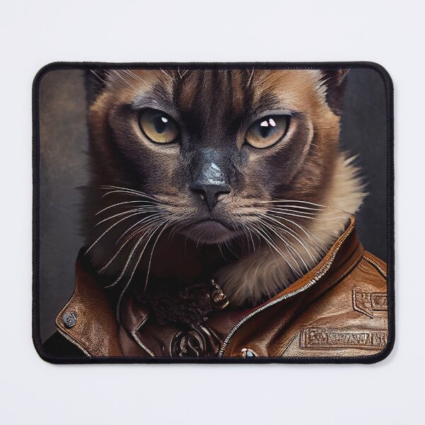 Item preview, Siamese Cat Breed Portrait wears a leather jacket designed and sold by Nalaxation.