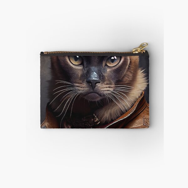 Item preview, Siamese Cat Breed Portrait wears a leather jacket designed and sold by Nalaxation.