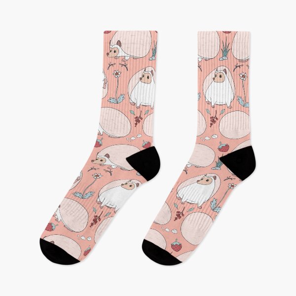 Item preview, Hedgehogs Among the Flowers Pattern in Pink designed and sold by PaperRain.