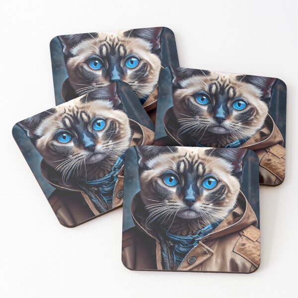 Item preview, Snowshoe Cat Breed Portrait wears a leather jacket designed and sold by Nalaxation.