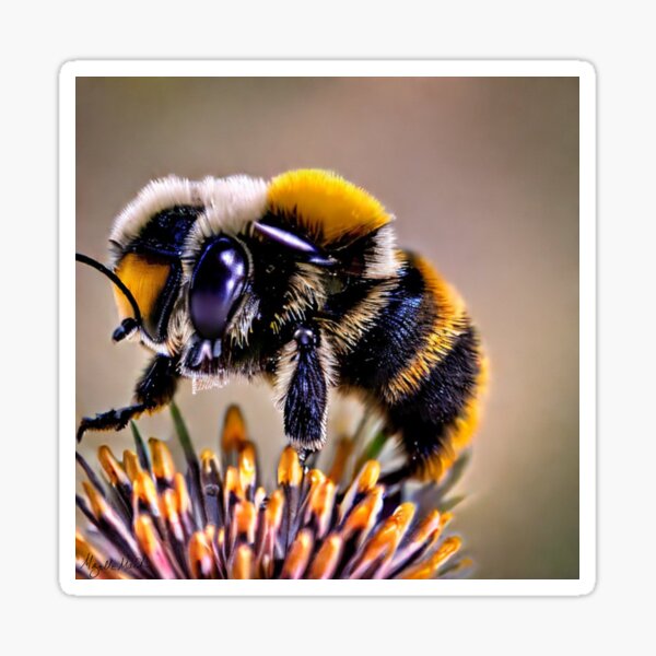 Bumble Bee Resting Black Orange Flower Macro Photography Sticker