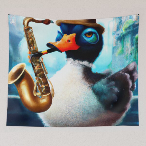 Item preview, Oboe Duck , Duck with Oboe , Oil Painting designed and sold by Color-Me-Blue.