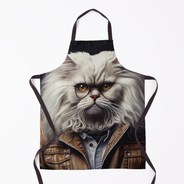 Item preview, White Angora Persian cat wears a leather jacket Cat Breed Portrait designed and sold by Nalaxation.