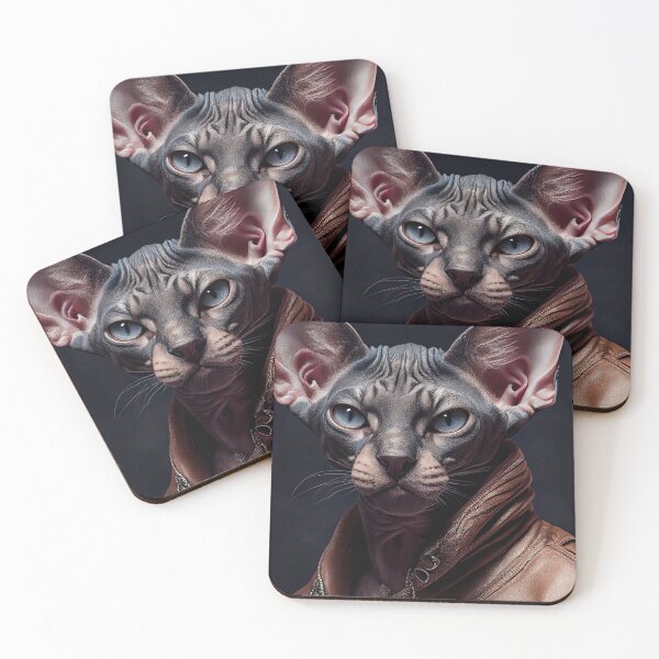 Item preview, Sphynx Cat Breed Portrait wears a leather jacket designed and sold by Nalaxation.