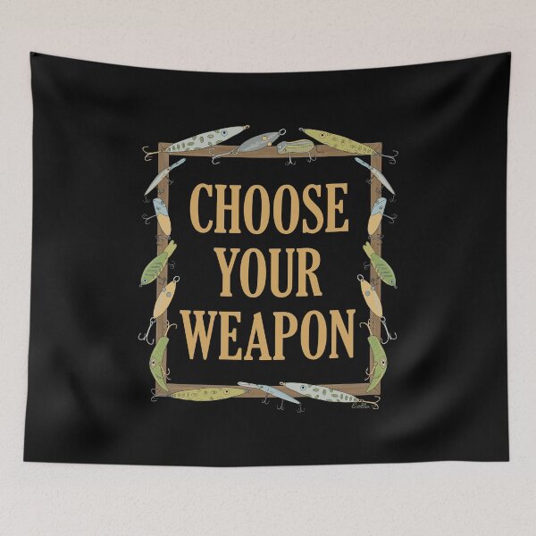 Item preview, Choose Your Weapon - Funny Fishing Lure Design - Fishing Lures Border - Black designed and sold by EcoElsa.