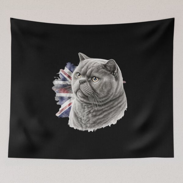 Item preview, British Shorthair Gray Cat With Brown Gold Eye Looking Cute Surrealistic designed and sold by adembulut.
