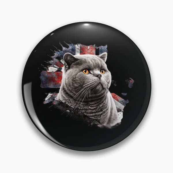 Item preview, British Shorthair Gray Flag Cat With Golden Eyes Looking Cute Surrealistic designed and sold by adembulut.