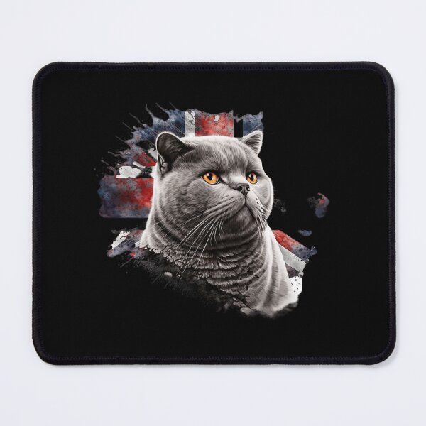 Item preview, British Shorthair Gray Flag Cat With Golden Eyes Looking Cute Surrealistic designed and sold by adembulut.