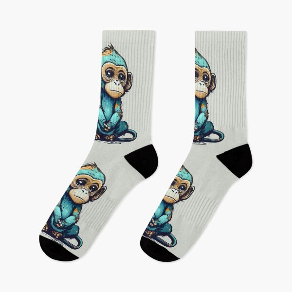 Item preview, Sad Blue Baby Monkey - Cartoon Animals designed and sold by quick-drops.