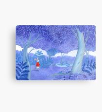 little mouse in a mysterious blue forest Metal Print