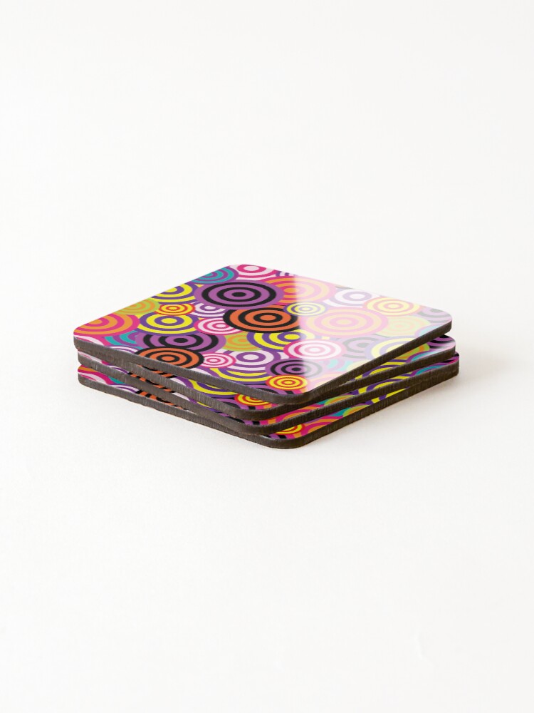 Thumbnail 4 of 5, Coasters (Set of 4), Radiant Rings Pattern designed and sold by simpleones.