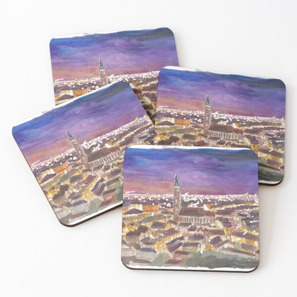 Item preview, Landshut Night View of Saint Martin Basilica with City Lights of Altstadt and Isar Valley designed and sold by artshop77.