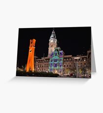 Giant Clothespins, City Hall and Christmas Lights Greeting Card