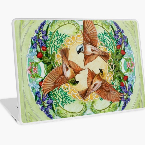 Botanical Celtic Birds - Rhiannon's Birds Laptop Skin