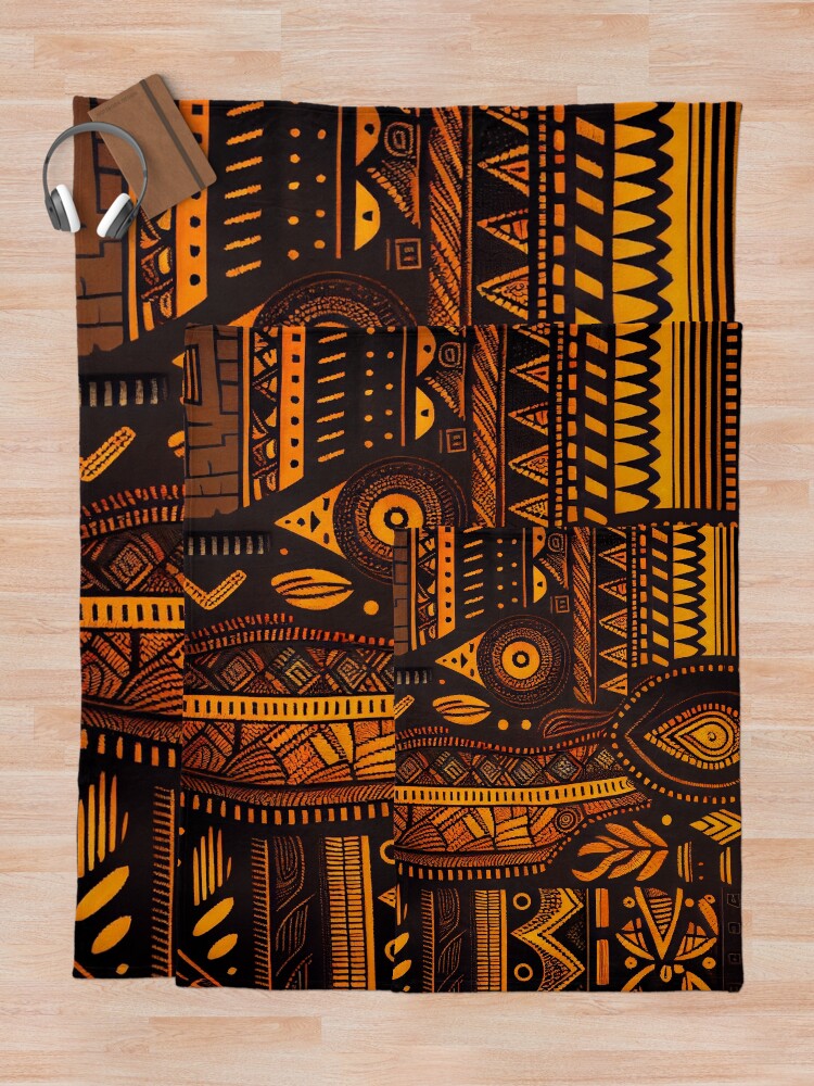 Imagen 5 de 6, Manta con la obra Rough African Pattern Digital Painting, diseñada y vendida por CodeAndColors.