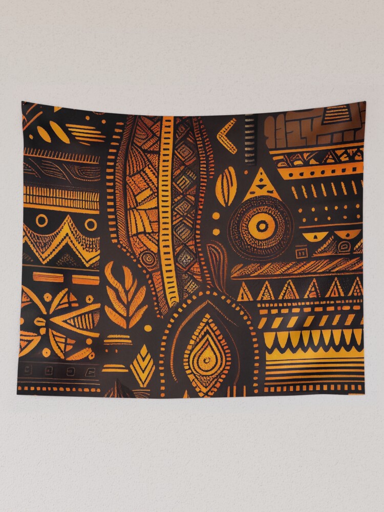 Aperçu 2 sur 3. Tentures avec l'œuvre Rough African Pattern Digital Painting créée et vendue par CodeAndColors.
