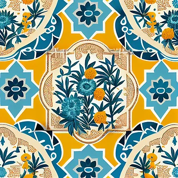 Imagen de la obra Soft Vivid Calming New Mediterranean Pattern Digital Painting de CodeAndColors