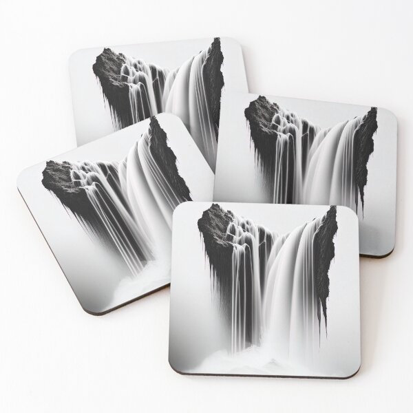 Item preview, Abstract fusion art minimalistic waterfall black and white designed and sold by RK - Shop.