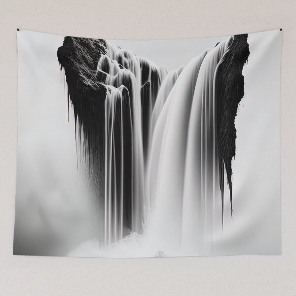 Item preview, Abstract fusion art minimalistic waterfall black and white designed and sold by RK - Shop.