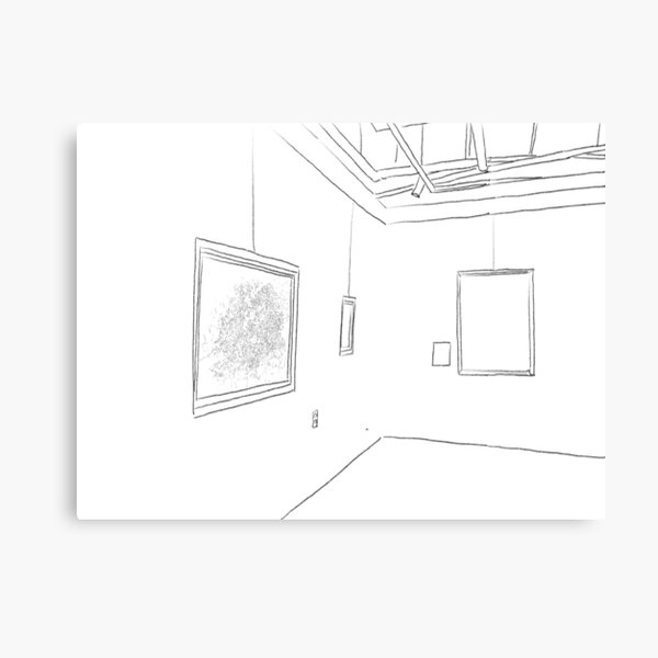 art in art (sketched image of gallery) Canvas Print