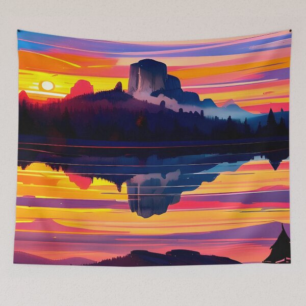 Item preview, Evening Water View Landscape - Captivating Canvas Print designed and sold by supeart.