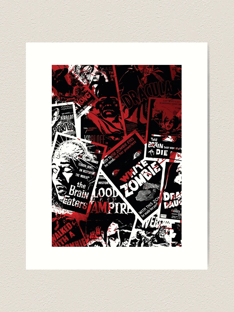 Classic Vintage Horror Movies Collage Black and White Bloody Art Print for  Sale by EddieBalevo