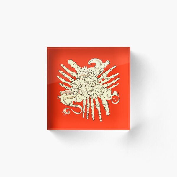 "Petals" Foot Bones and Flora Illustration Acrylic Block